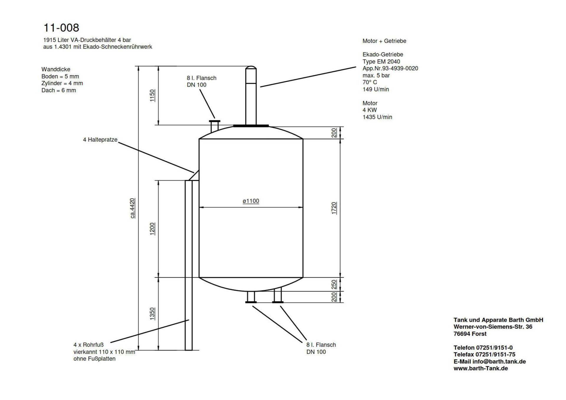 Rührwerksbehälter aus Edelstahl, Druckbehälter (5)