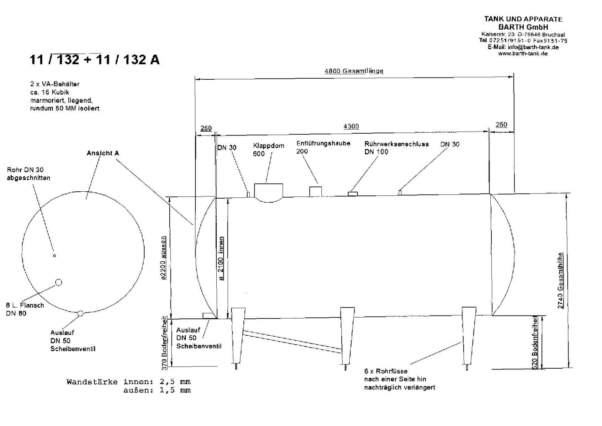 Rührwerksbehälter aus Edelstahl, Doppelmantel (5)