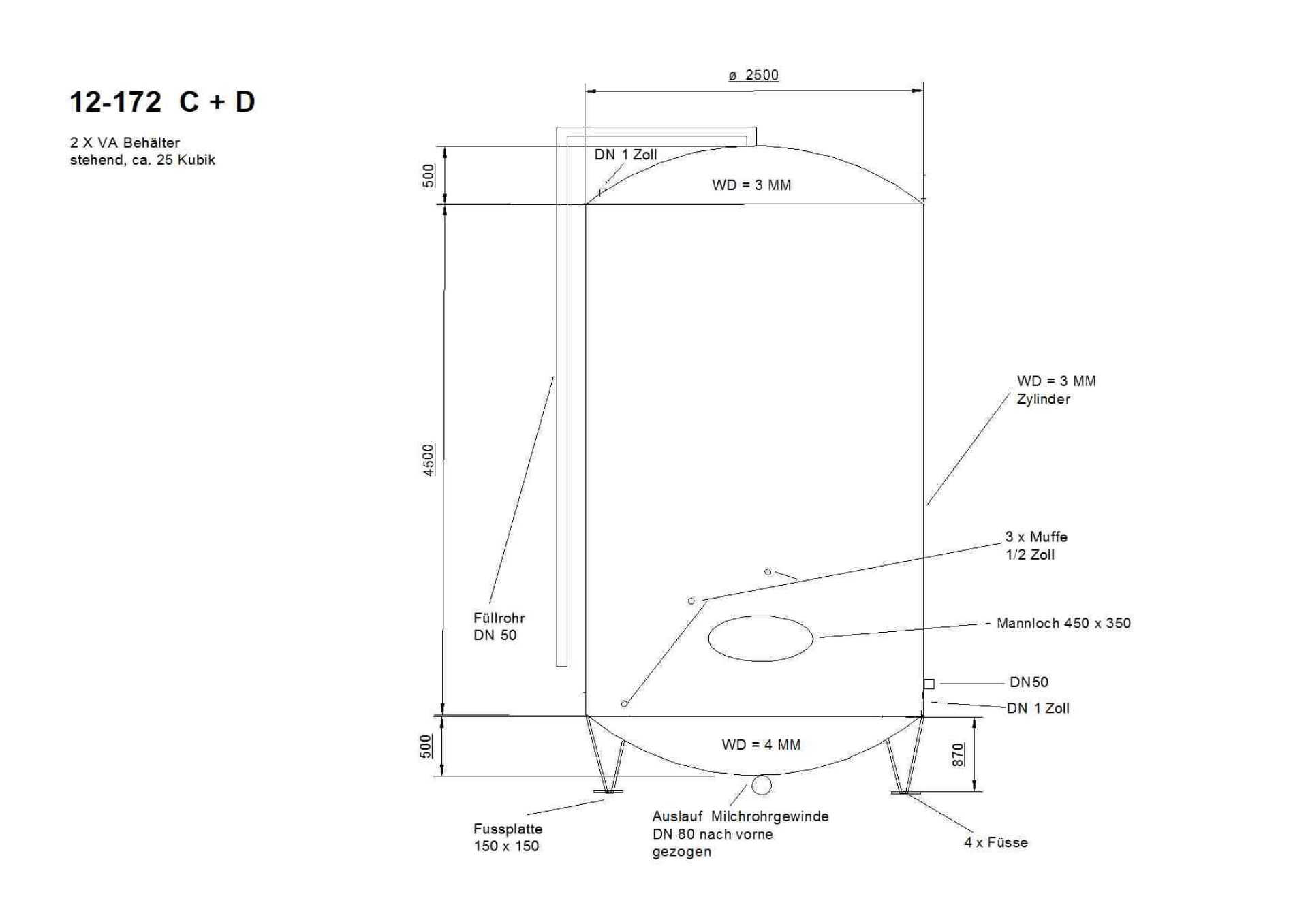 Lagerbehälter aus Edelstahl (V2A), WSt 1.4301 (5)