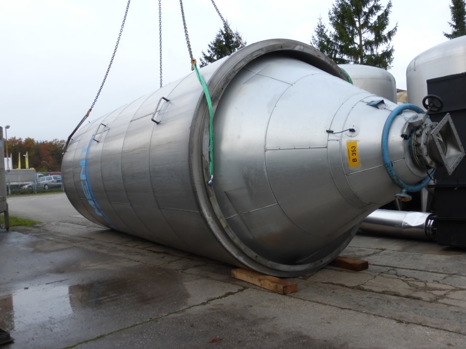 Lagersilo aus Edelstahl V2A, auf Tragring stehend (1)