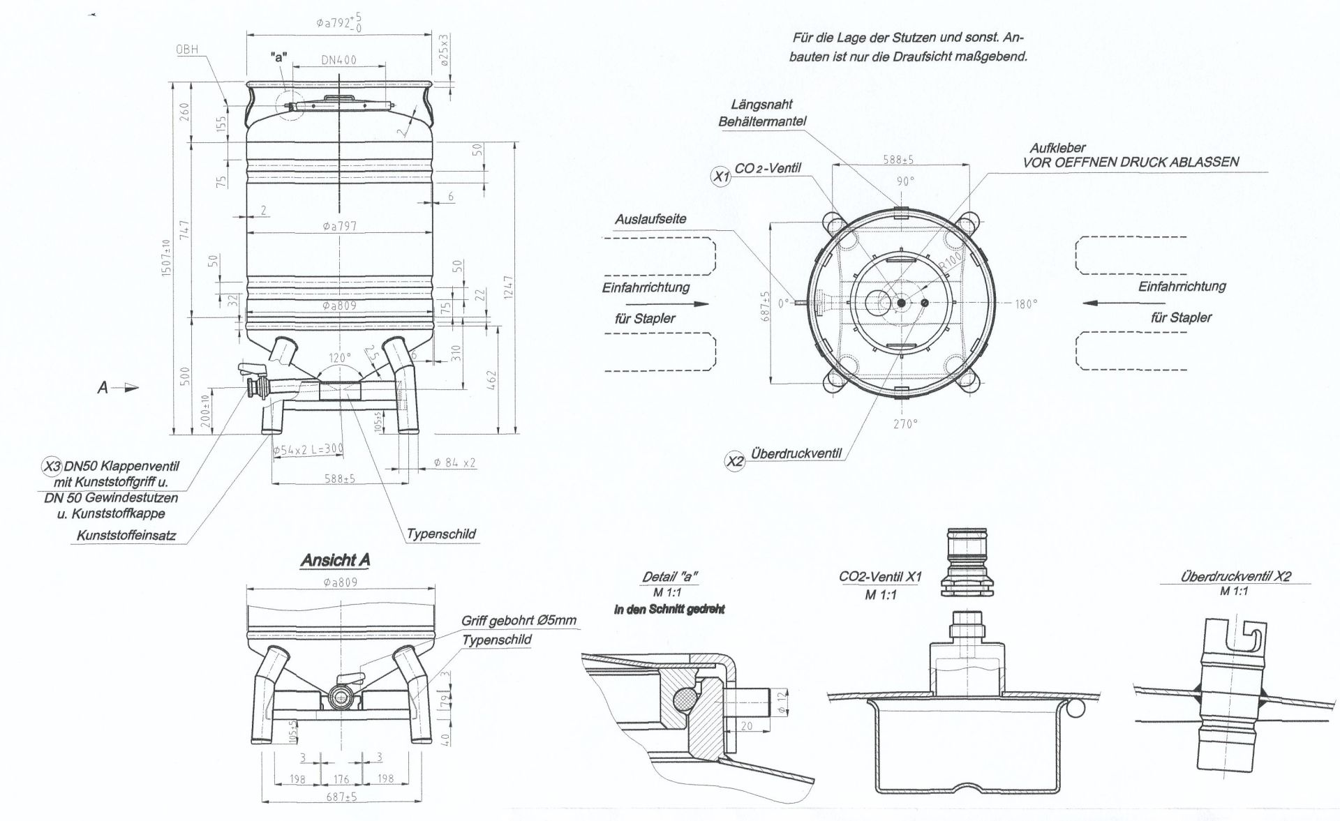Biertank aus V2A, 500 Liter  - fabrikneu - (1)