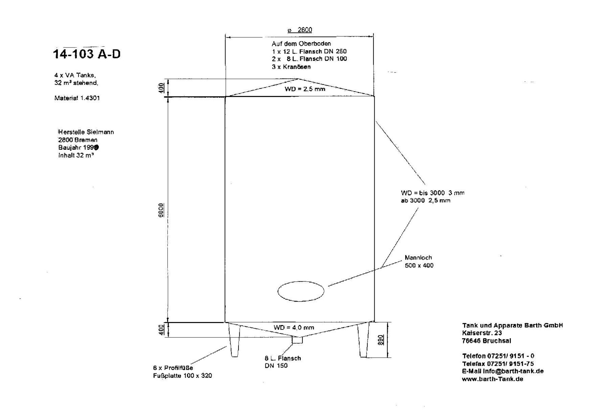 Lagerbehälter aus Edelstahl (V2A), WSt 1.4301 (5)