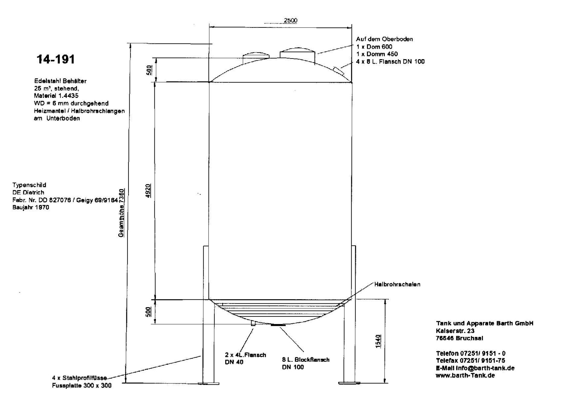 Lagerbehälter aus Edelstahl (V4A), heizbar (5)