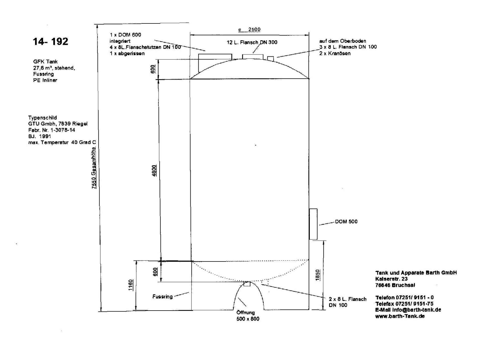 Lagerbeh&auml;lter aus GFK, auf Fu&szlig;ring (1)