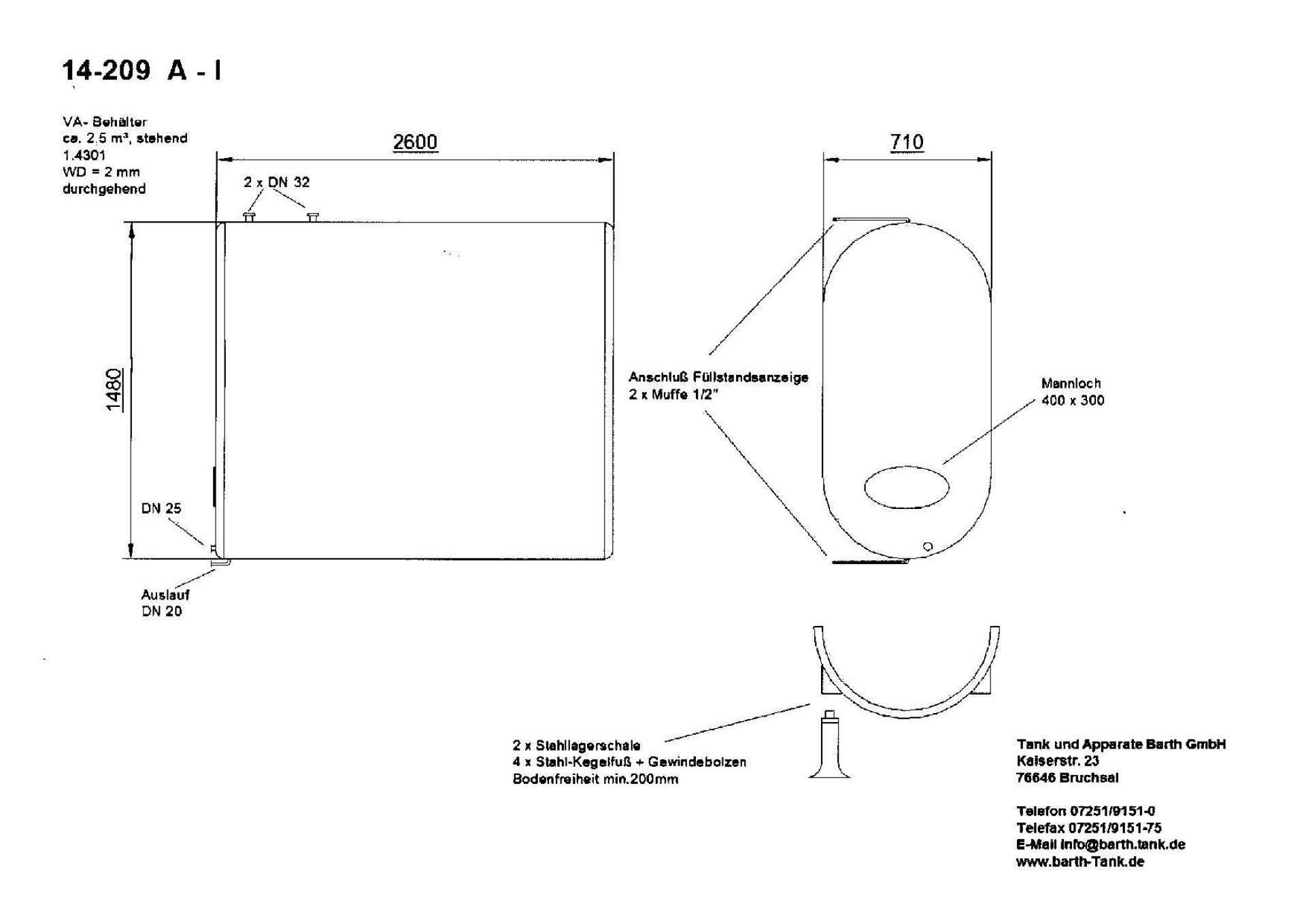 Lagerbehälter aus Edelstahl (V2A), oval (3)