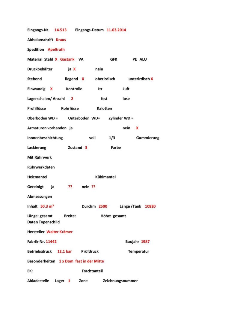 Gasbehälter aus Stahl, Druckbehälter mit Papieren (4)