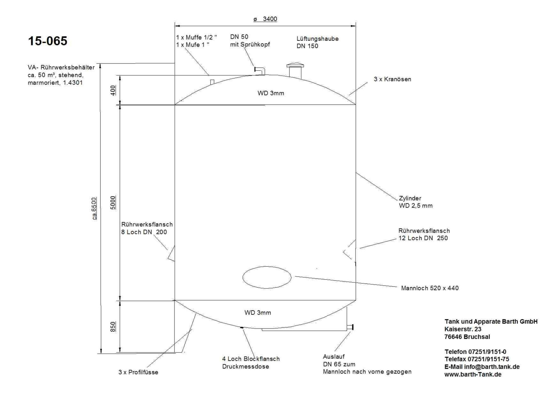 Rührwerksbehälter aus Edelstahl (V2A), ohne RW (5)