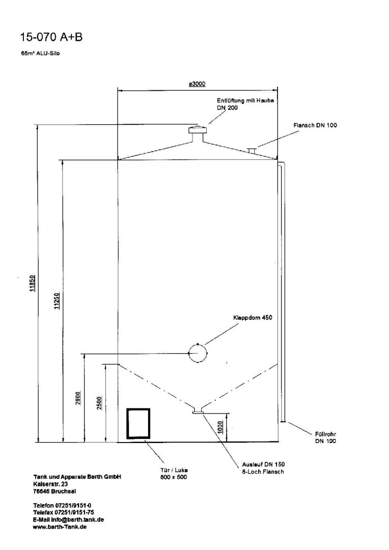 Lagersilo aus Aluminium, auf Fußring stehend (5)