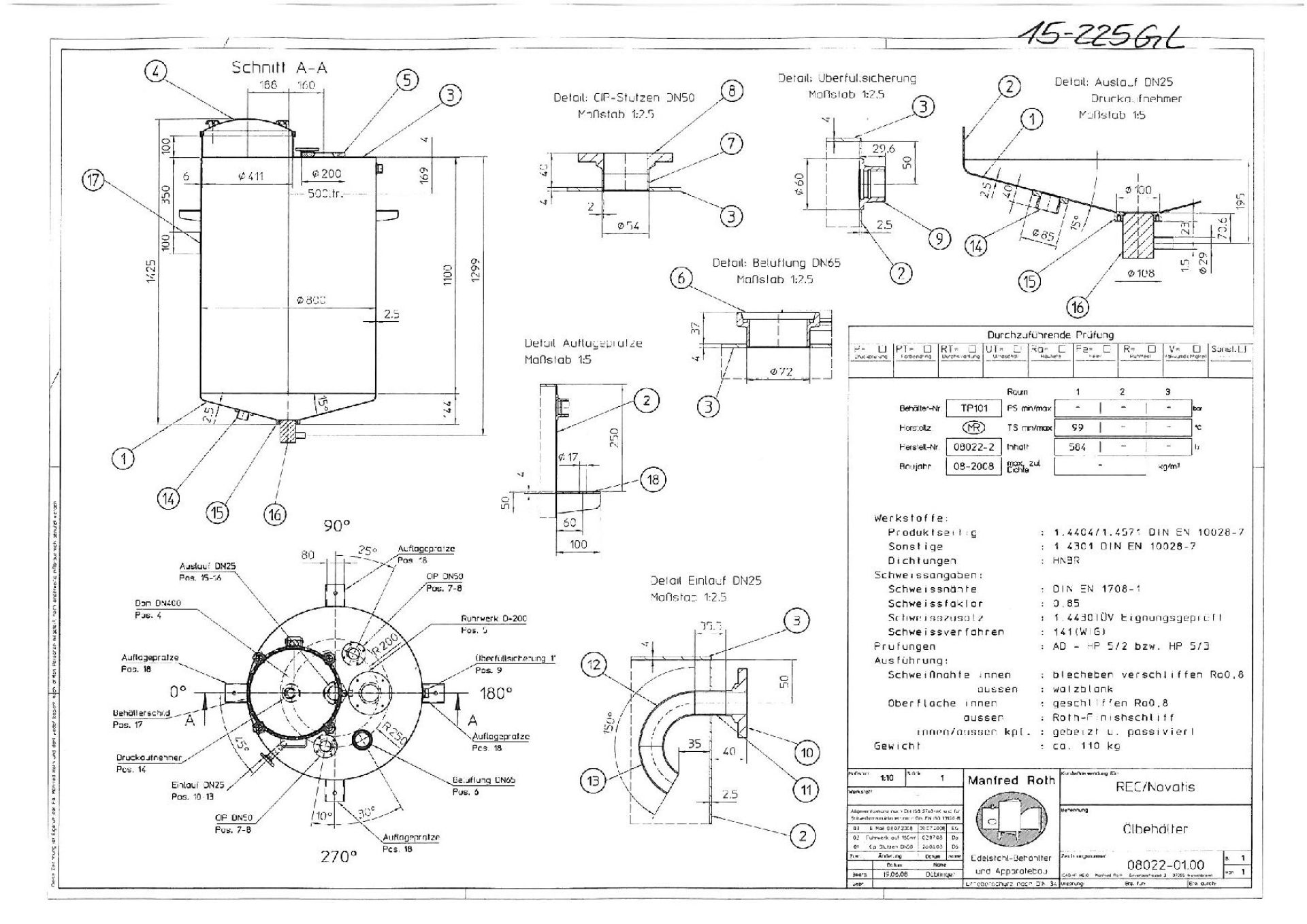 Rührwerksbehälter aus Edelstahl (V4A), ungebraucht (5)