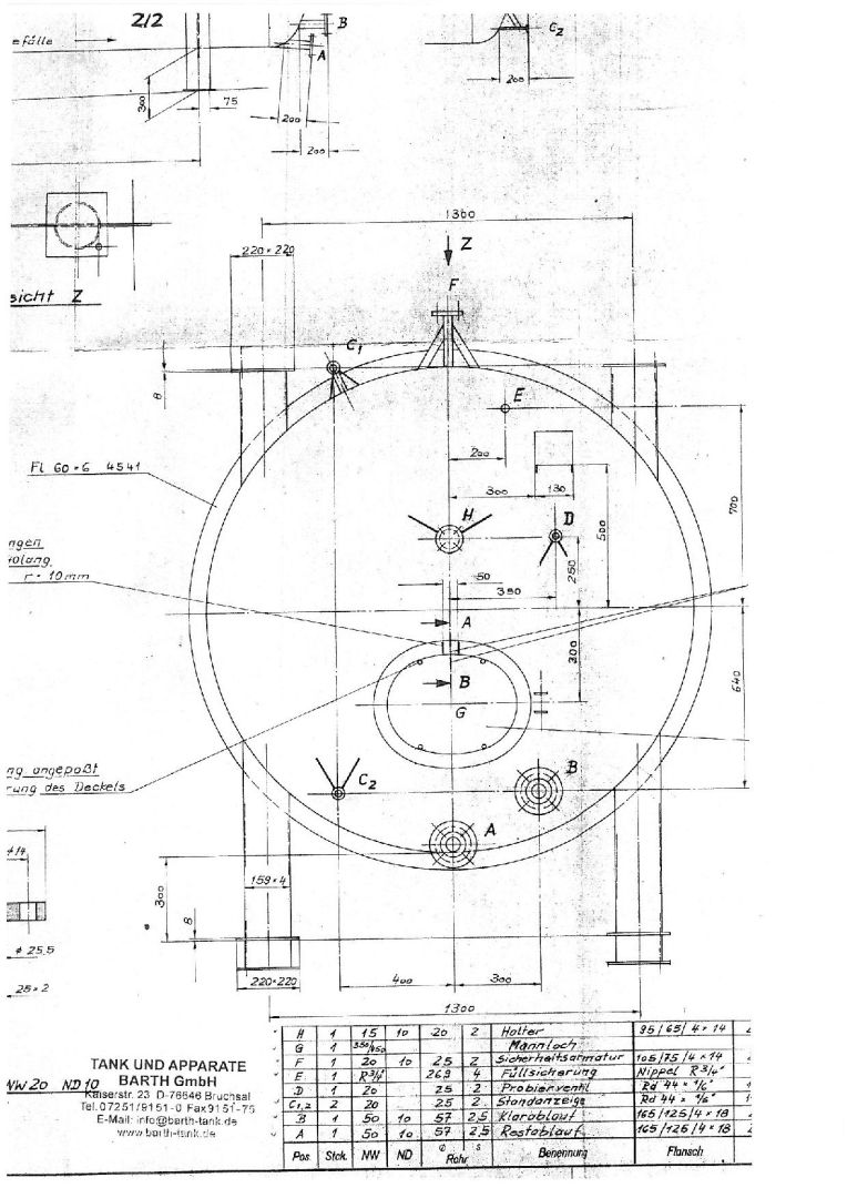 Druckbehälter aus Edelstahl (V4A), liegend (2)