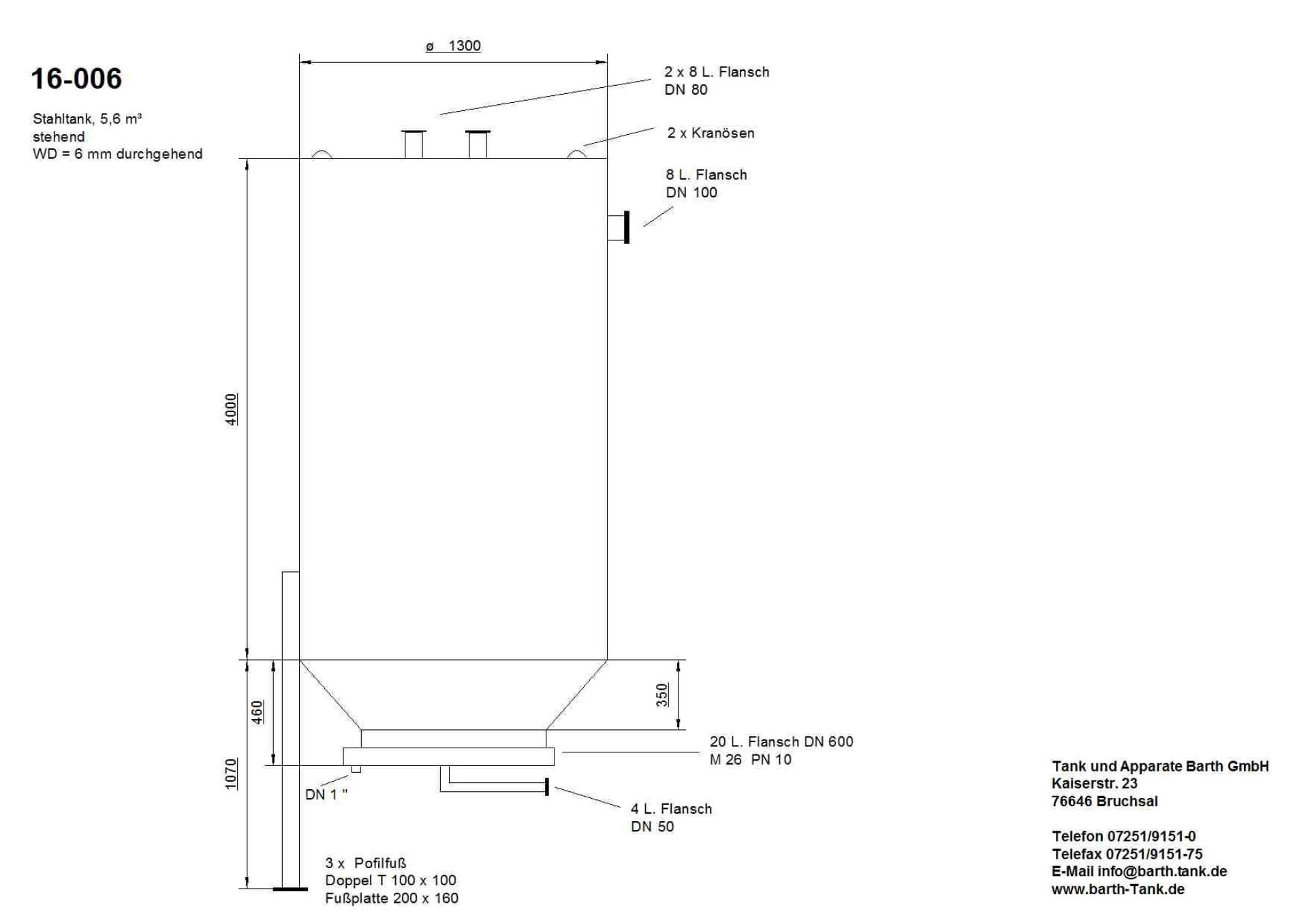 Lagerbehälter aus Stahl, auf 3 Profilfüßen stehend (5)