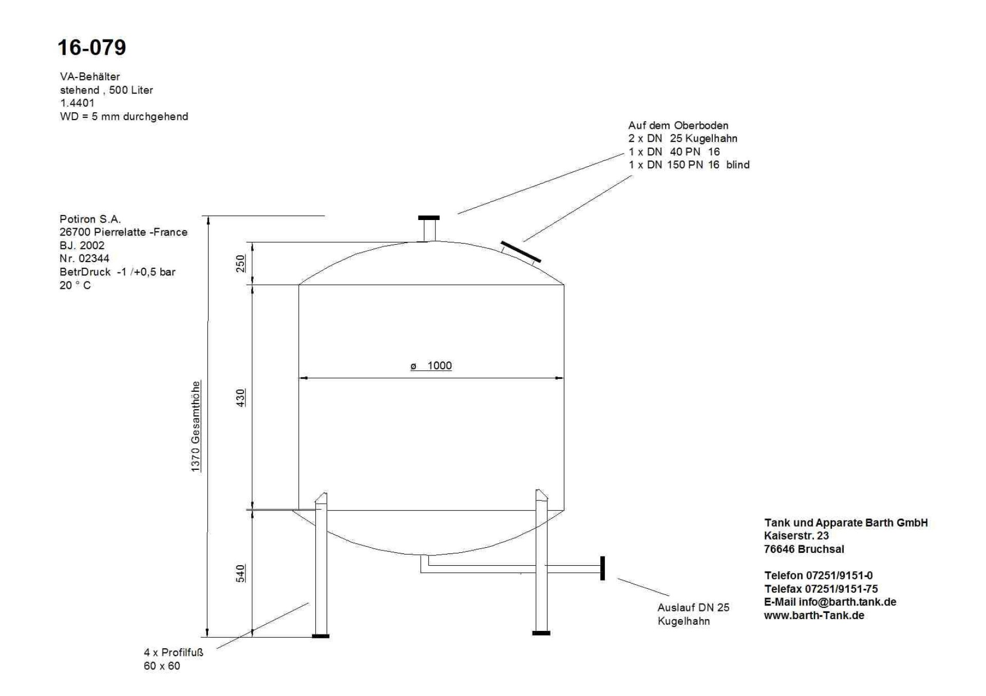 Druck-/Unterdruckbehälter aus Edelstahl (V4A) (5)