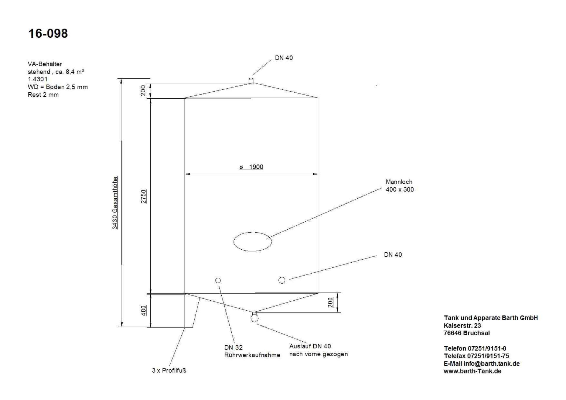 Rührwerksbehälter aus Edelstahl (V2A), WSt. 1.4301 (5)
