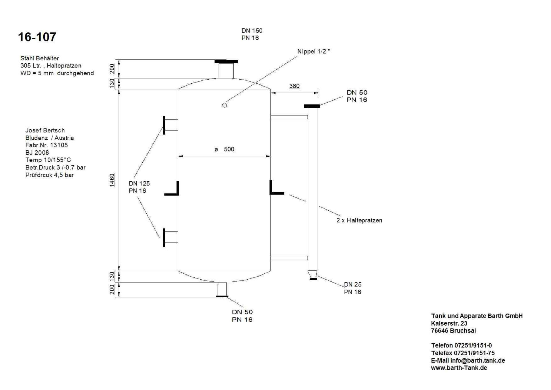 Druckbehälter aus Stahl, - ungebraucht - (5)