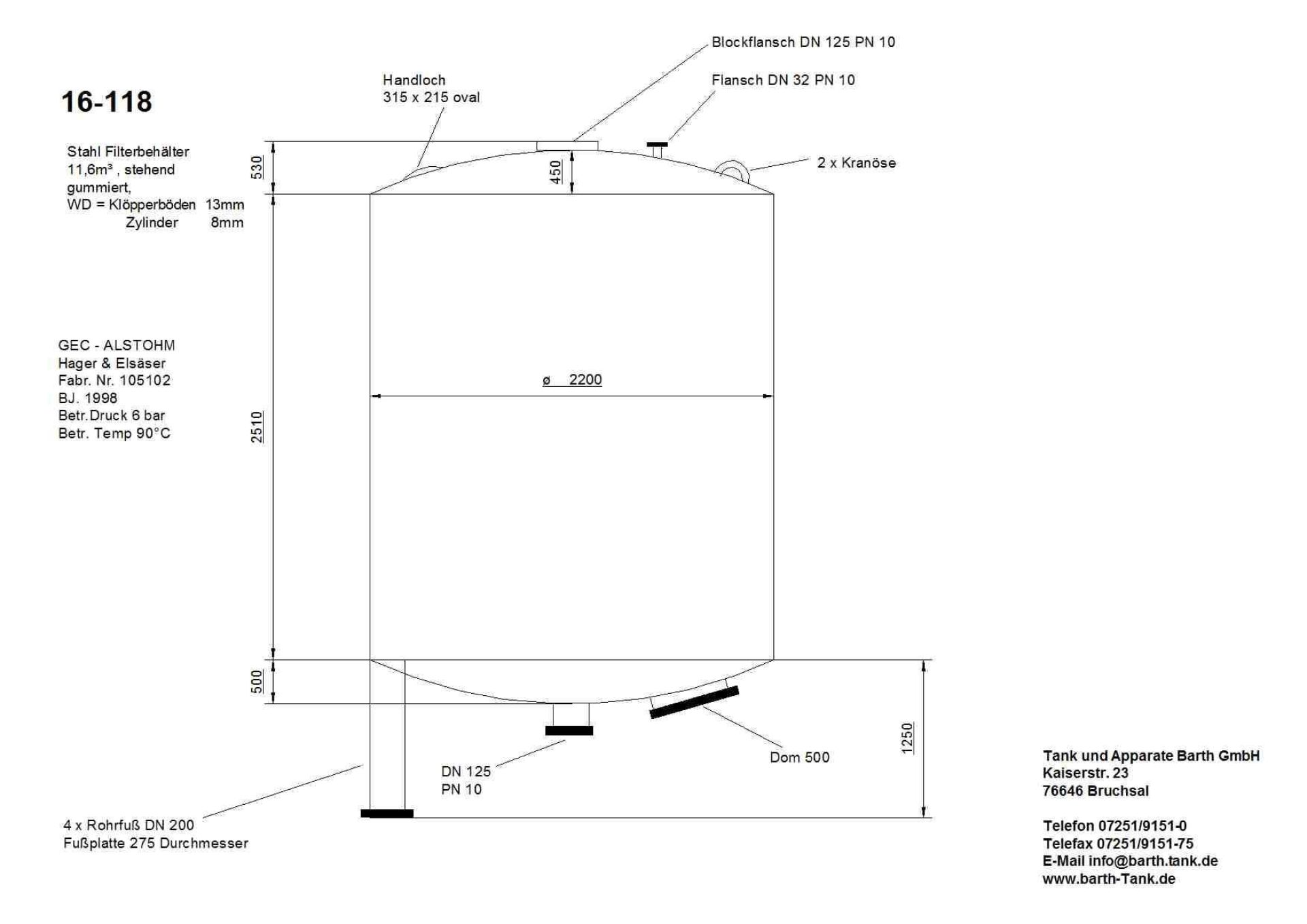 Druckbehälter aus Stahl, Filterbehälter gummiert (5)