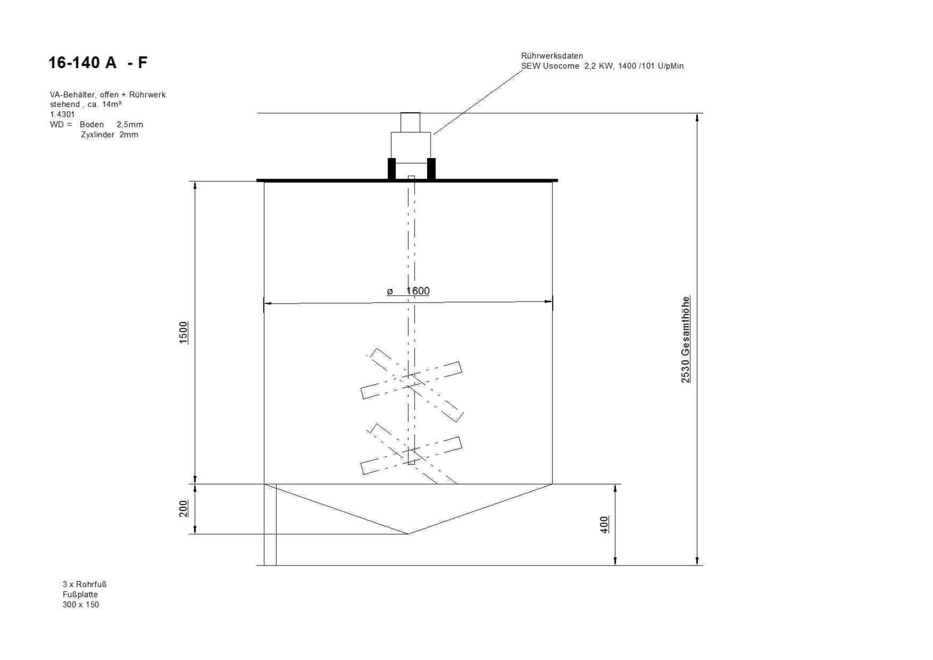 Rührwerkbehälter aus Edelstahl (V2A), WSt. 1.4301 (4)