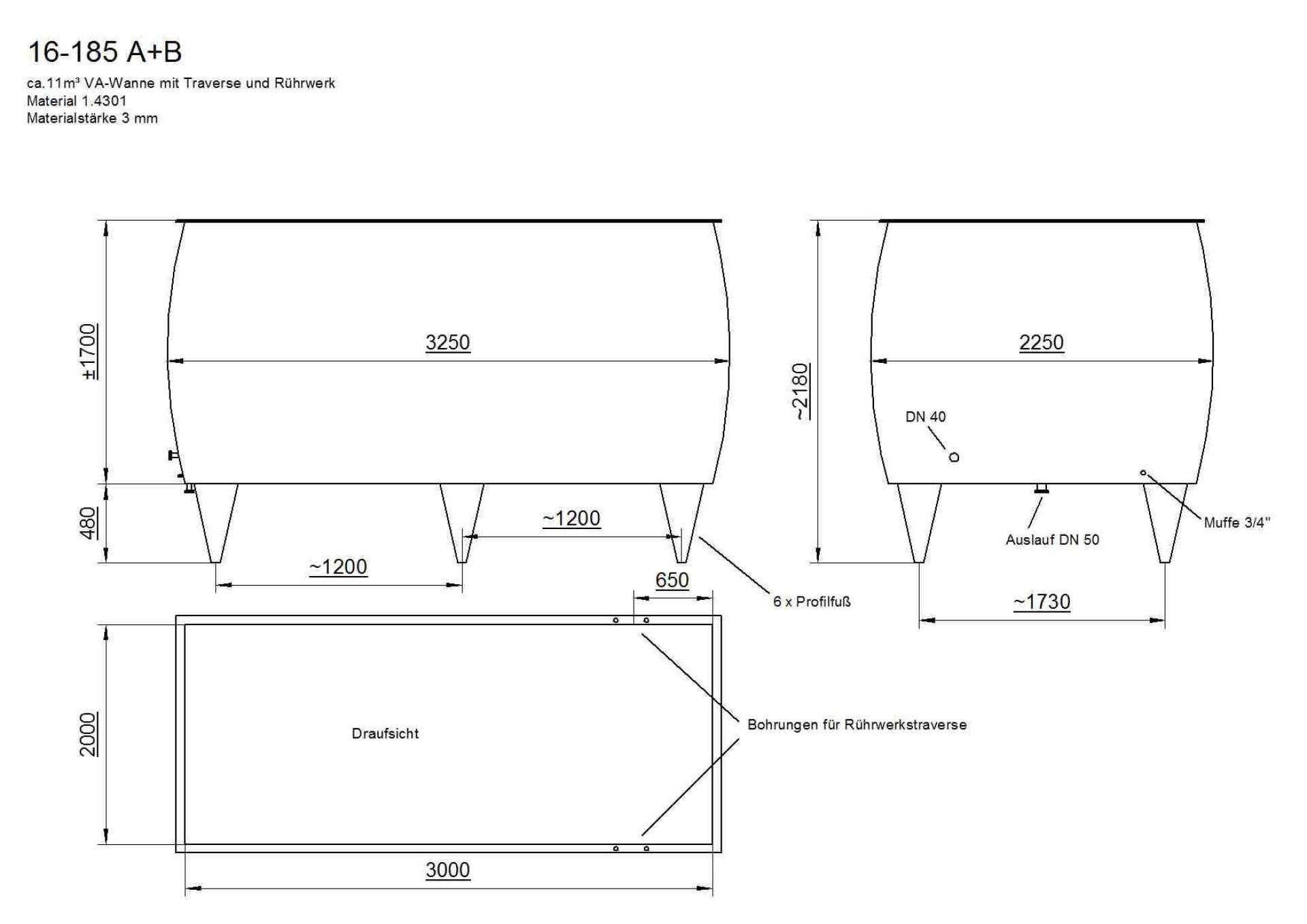 Lagerbehälter aus Edelstahl (V2A), mit Rührwerk (5)