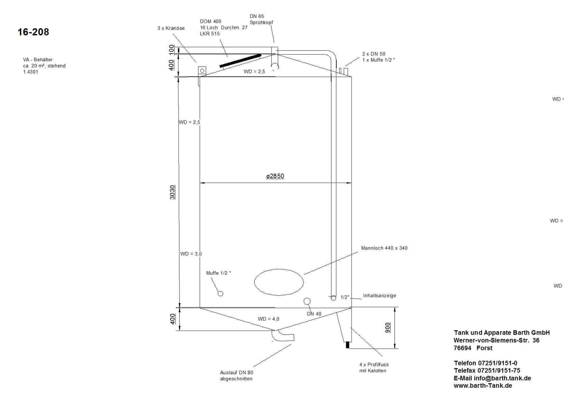 Lagerbehälter aus Edelstahl (V2A), WSt 1.4301 (5)