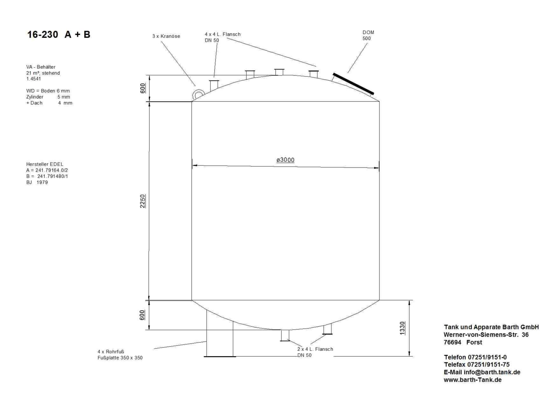 Lagerbehälter aus Edelstahl (V2A), WSt 1.4541 (5)