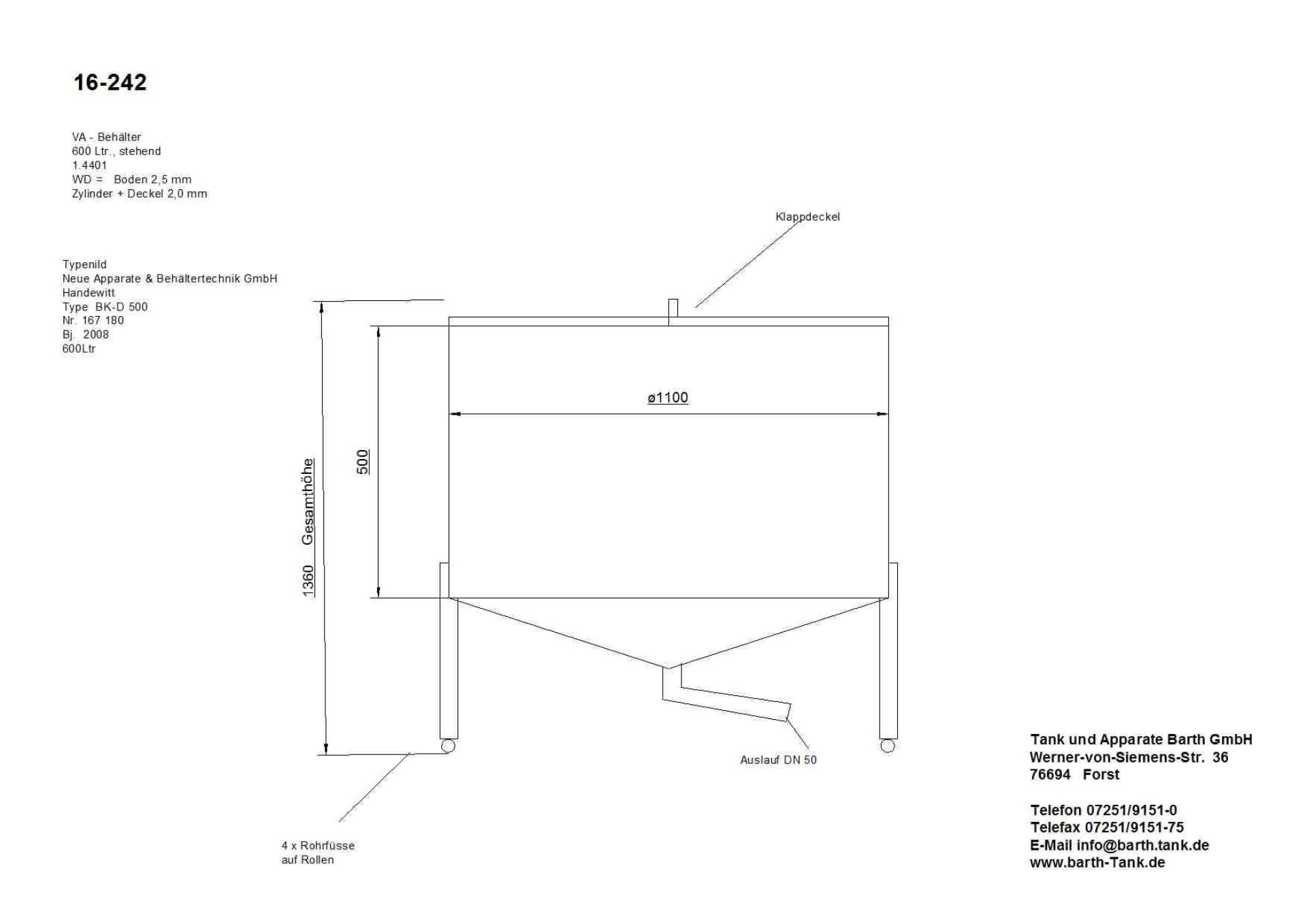 Lagerbehälter aus Edelstahl (V4A), auf 4 Rollen (5)