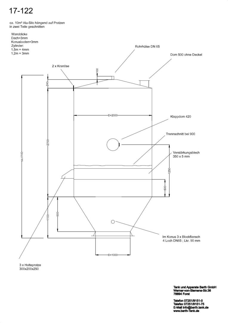 Lagersilo aus Aluminium, auf Tragepratzen (5)