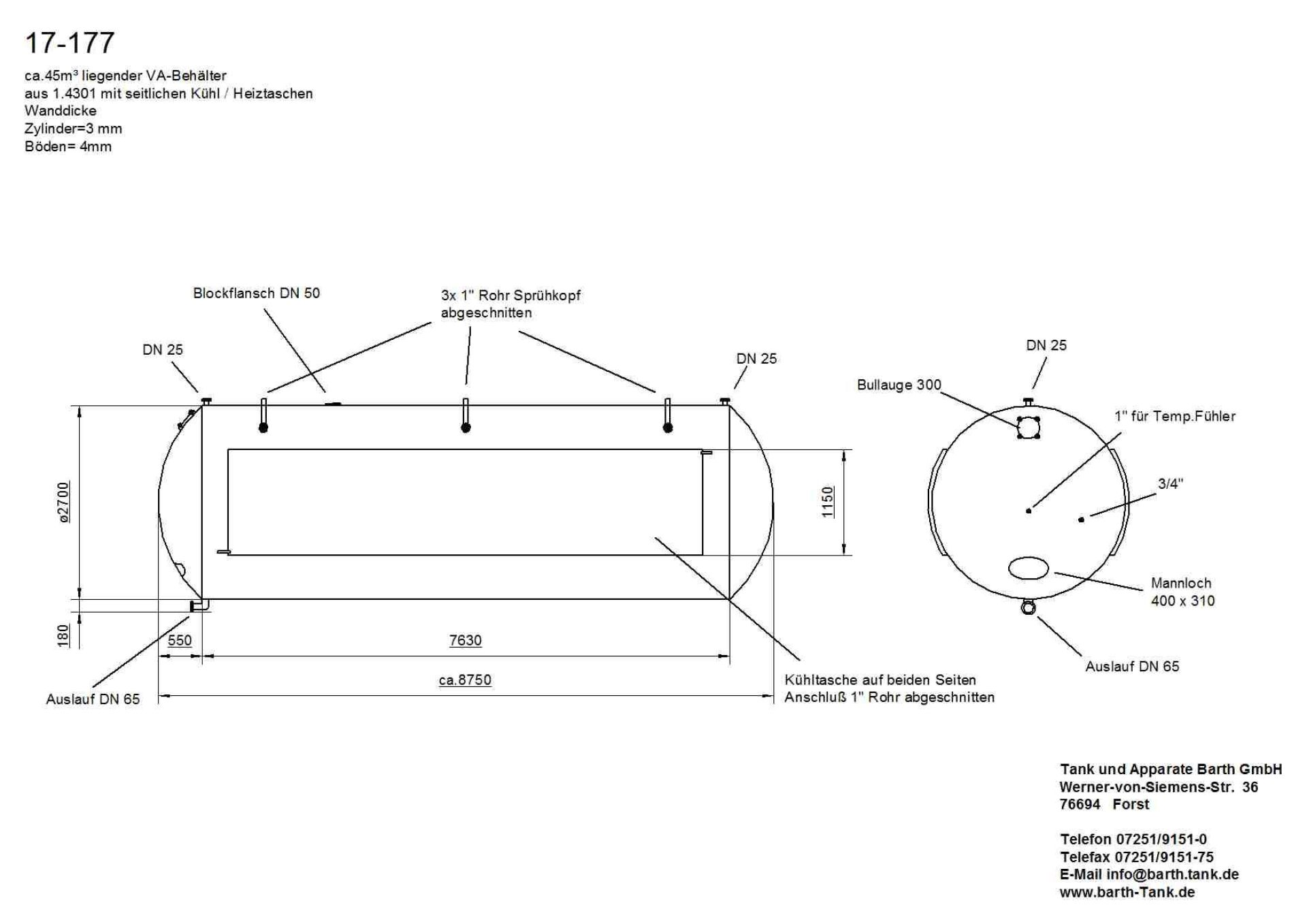 Lagerbehälter aus Edelstahl (V2A), heiz-/kühlbar (5)