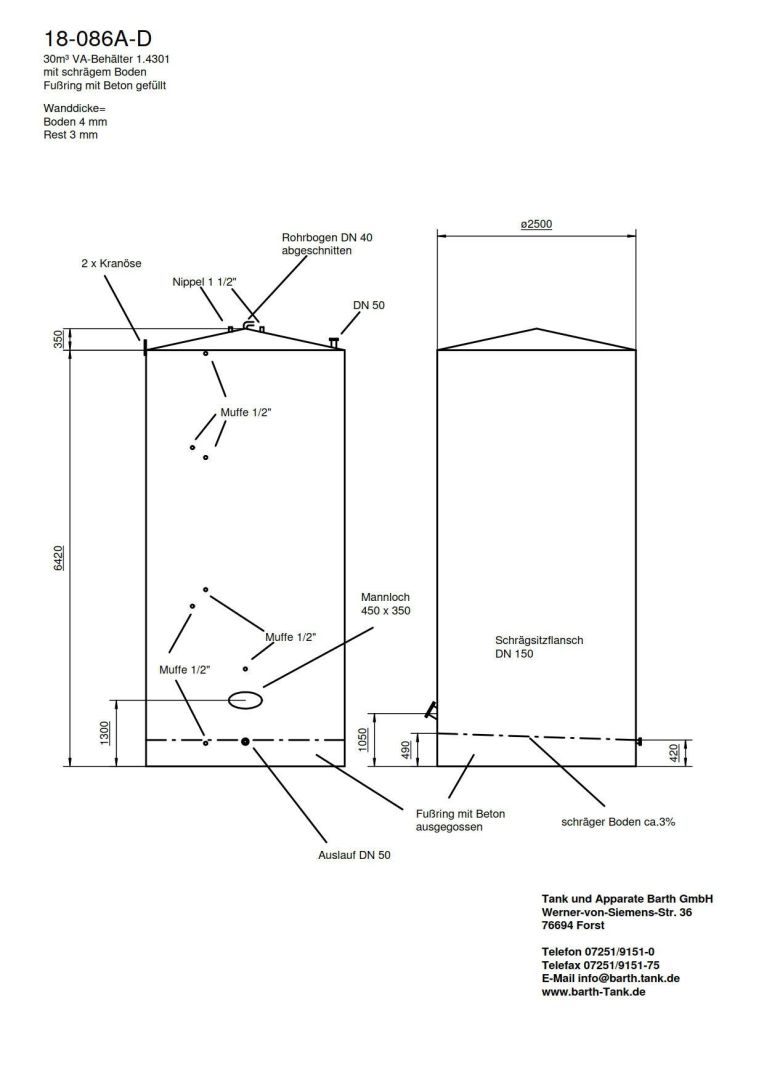Rührwerkbehälter aus Edelstahl (V2A), WSt. 1.4301 (5)