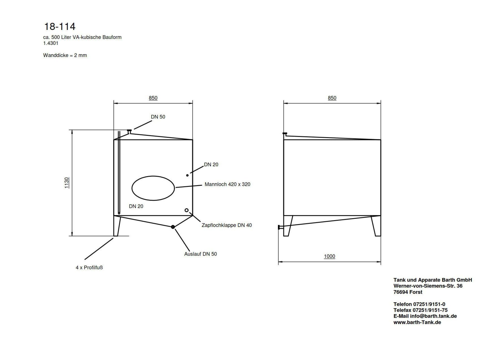 Lagerbehälter aus Edelstahl (V2A), WSt 1.4301 (3)