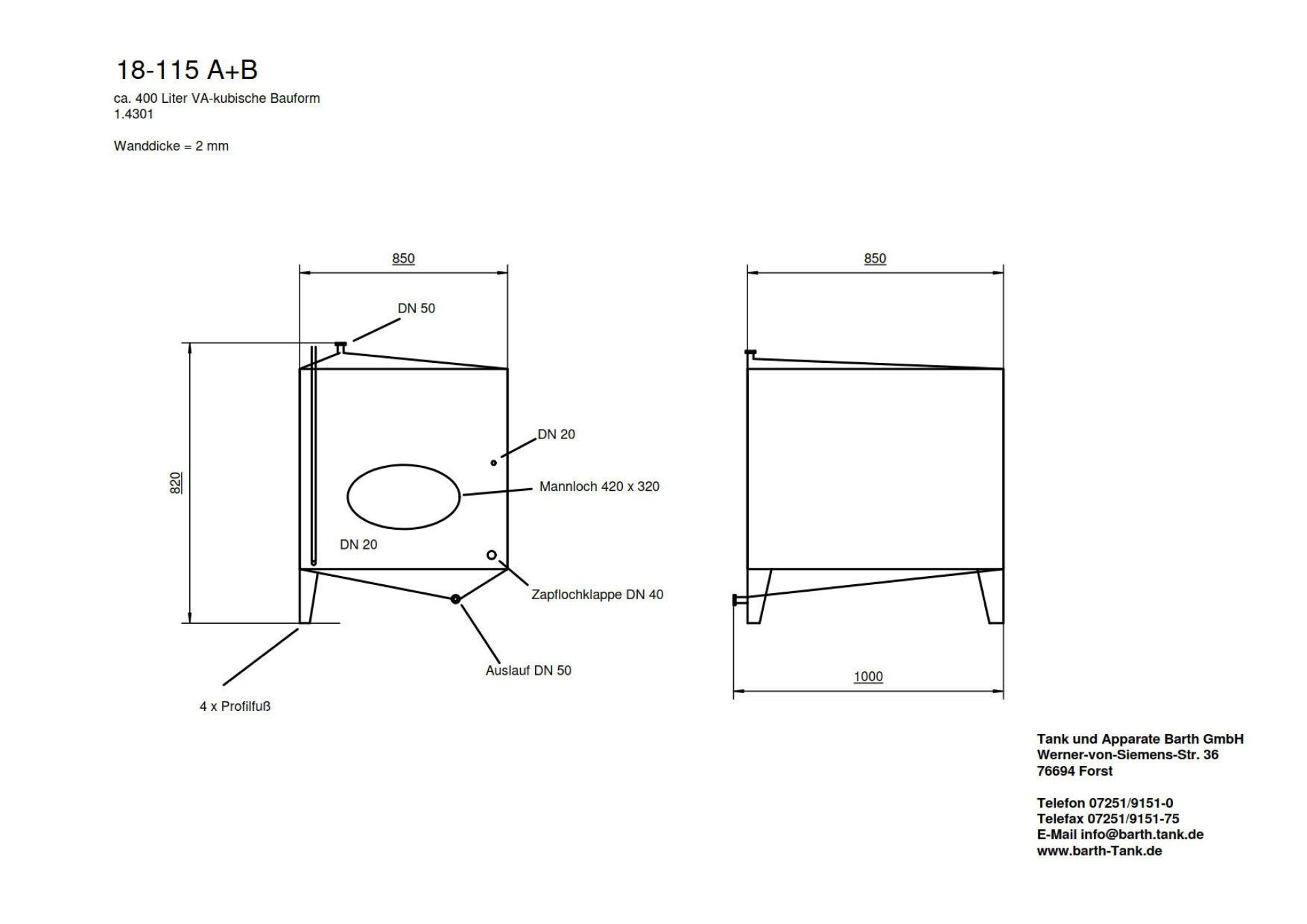 Lagerbehälter aus Edelstahl (V2A), WSt 1.4301 (3)