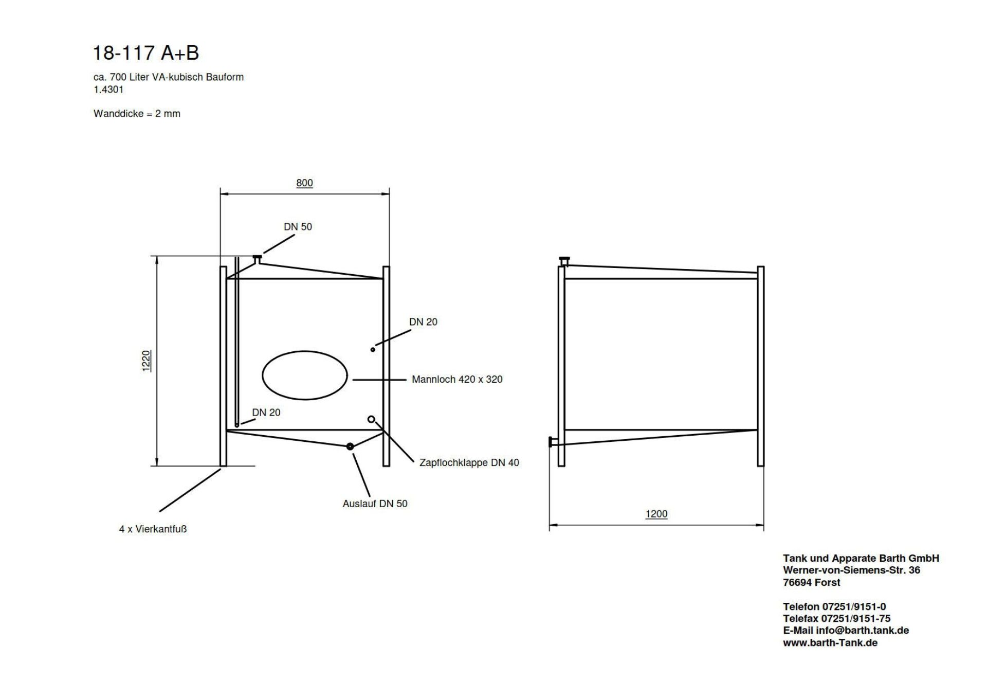 Lagerbehälter aus Edelstahl (V2A), WSt 1.4301 (4)