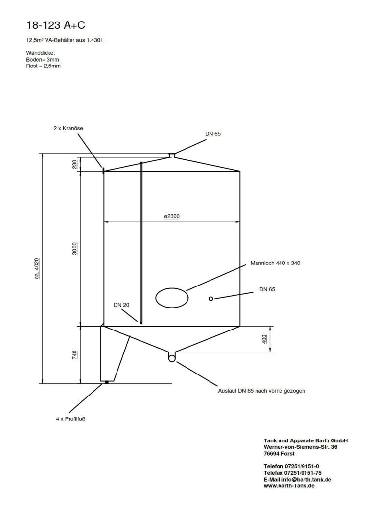 Lagerbehälter aus Edelstahl (V2A), stehend (4)