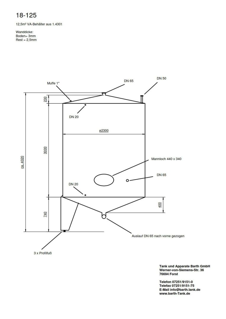 Lagerbehälter aus Edelstahl (V2A), stehend (4)