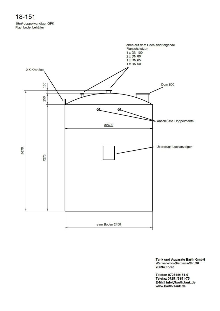 Lagerbehälter aus GFK, doppelwandig, Flachboden (5)
