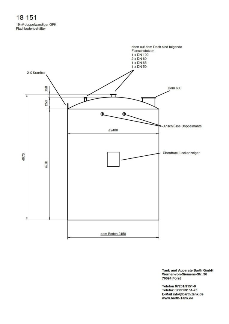 Lagerbehälter aus GFK, doppelwandig, Flachboden (5)