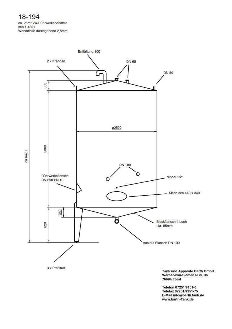 Rührwerkbehälter aus Edelstahl (V2A), WSt. 1.4301 (5)