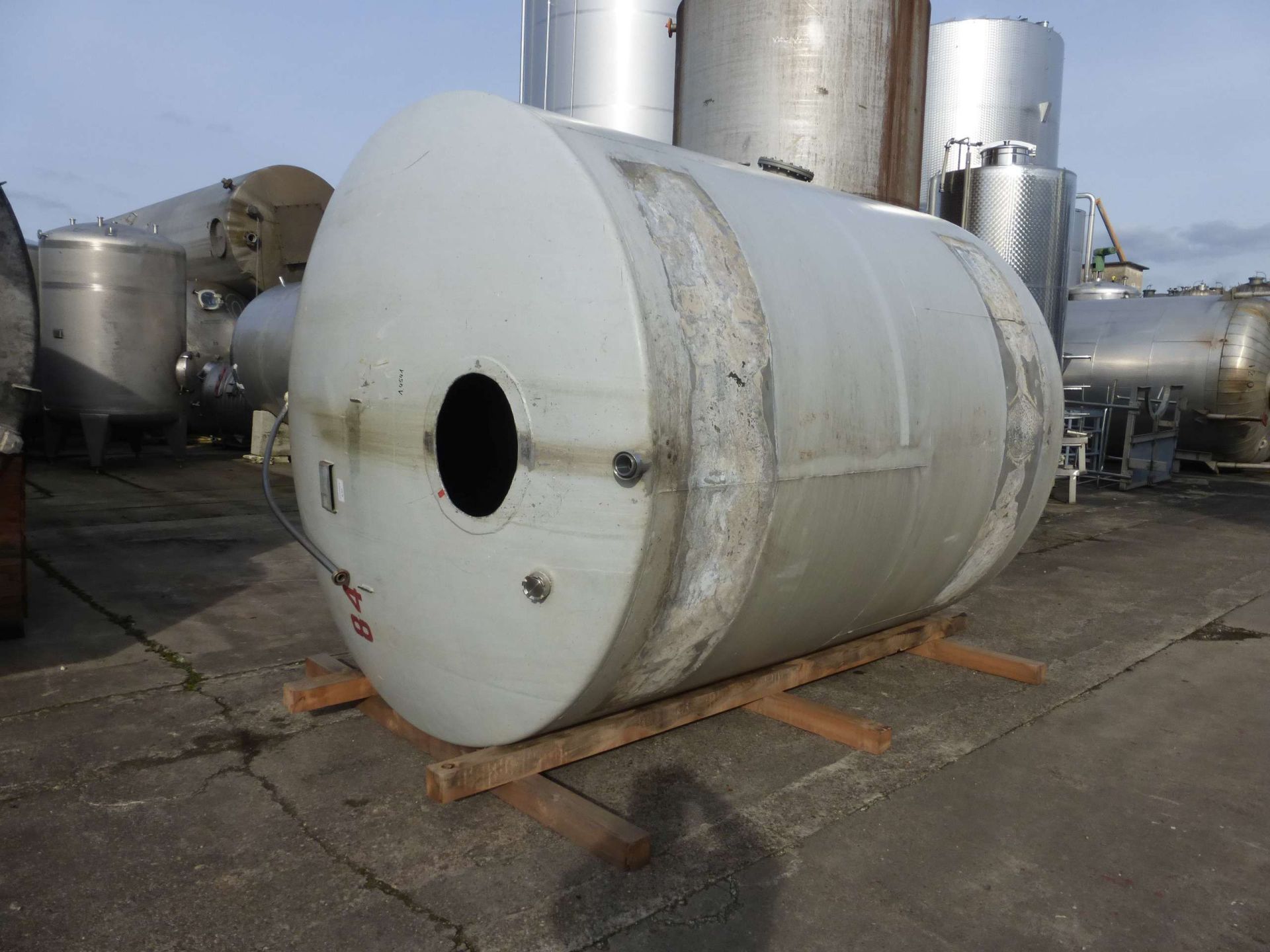 Lagerbehälter aus Edelstahl (V2A), liegend (2)