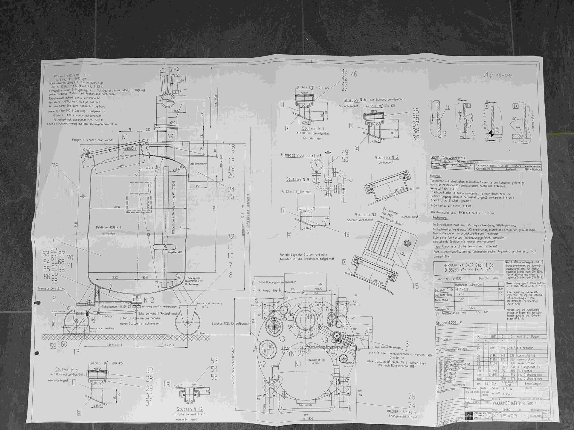 Rührwerkbehälter aus Edelstahl V4A, druck/unterdr. (5)