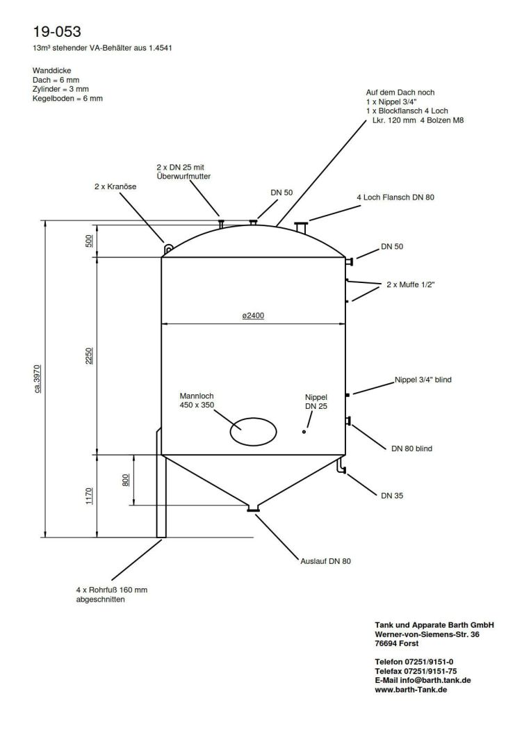 Druckbehälter aus Edelstahl (V2A), WSt. 1.4541 (5)