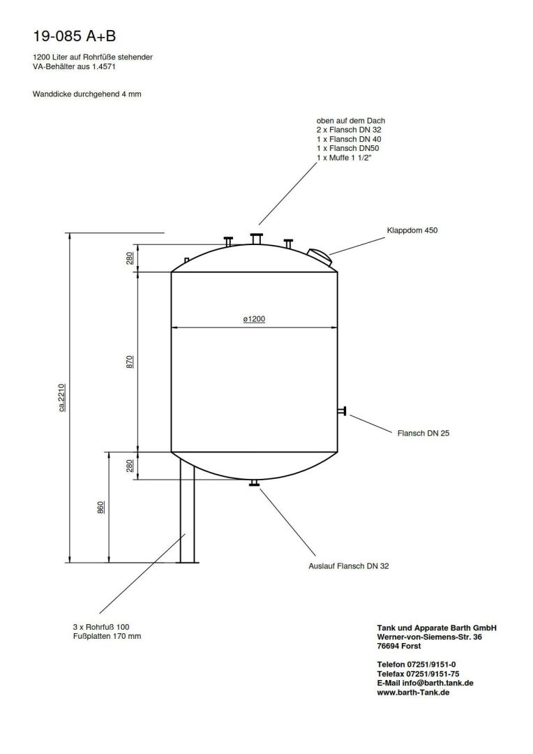 Lagerbehälter aus Edelstahl (V4A), 1.4571 (5)