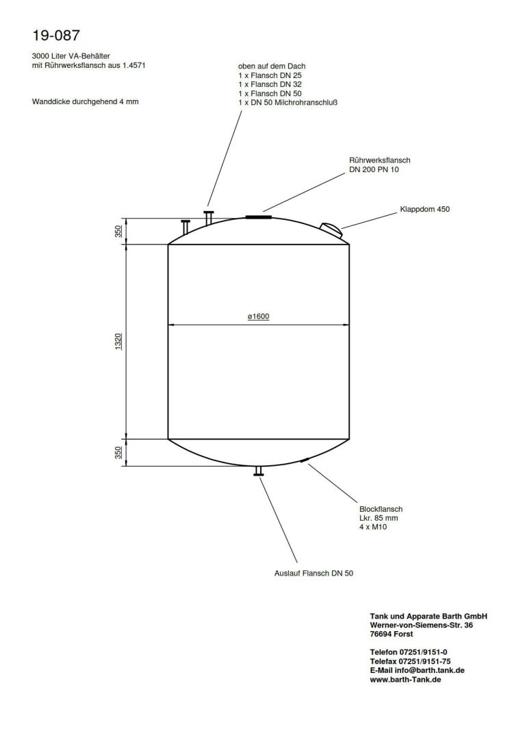 Rührwerkbehälter aus Edelstahl (V4A), WSt. 1.4571 (5)