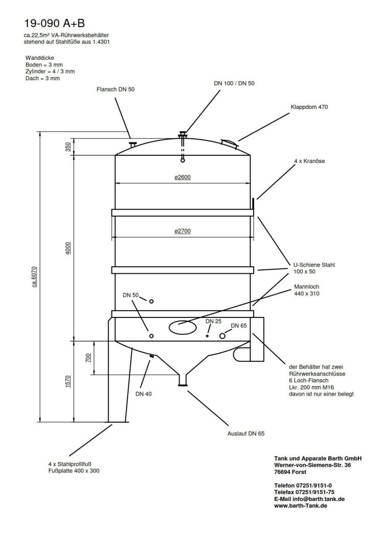 Rührwerksbehälter aus Edelstahl (V2A), WSt. 1.4301 (5)