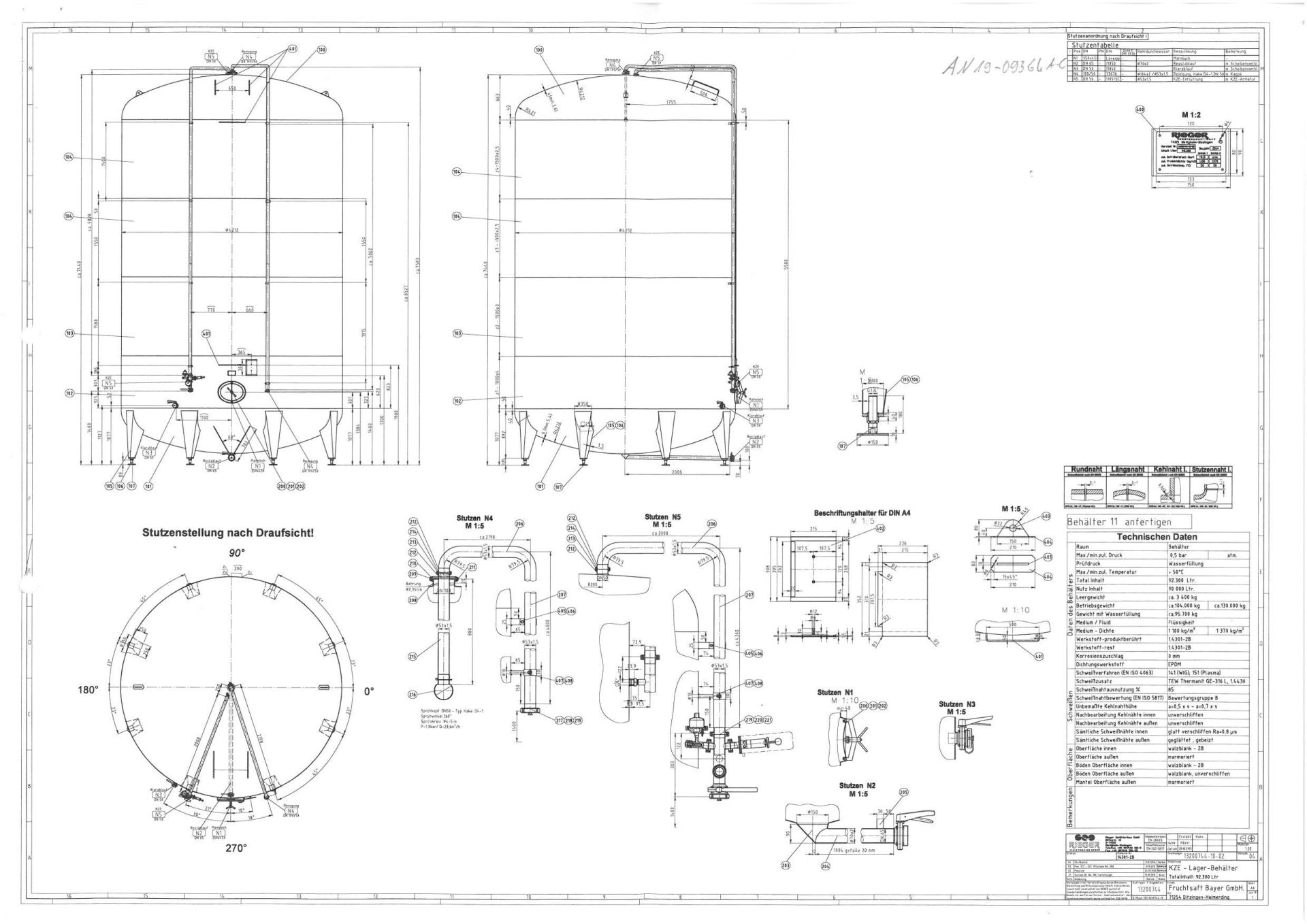 Druckbehälter aus Edelstahl (V2A), KZE-Behälter (5)