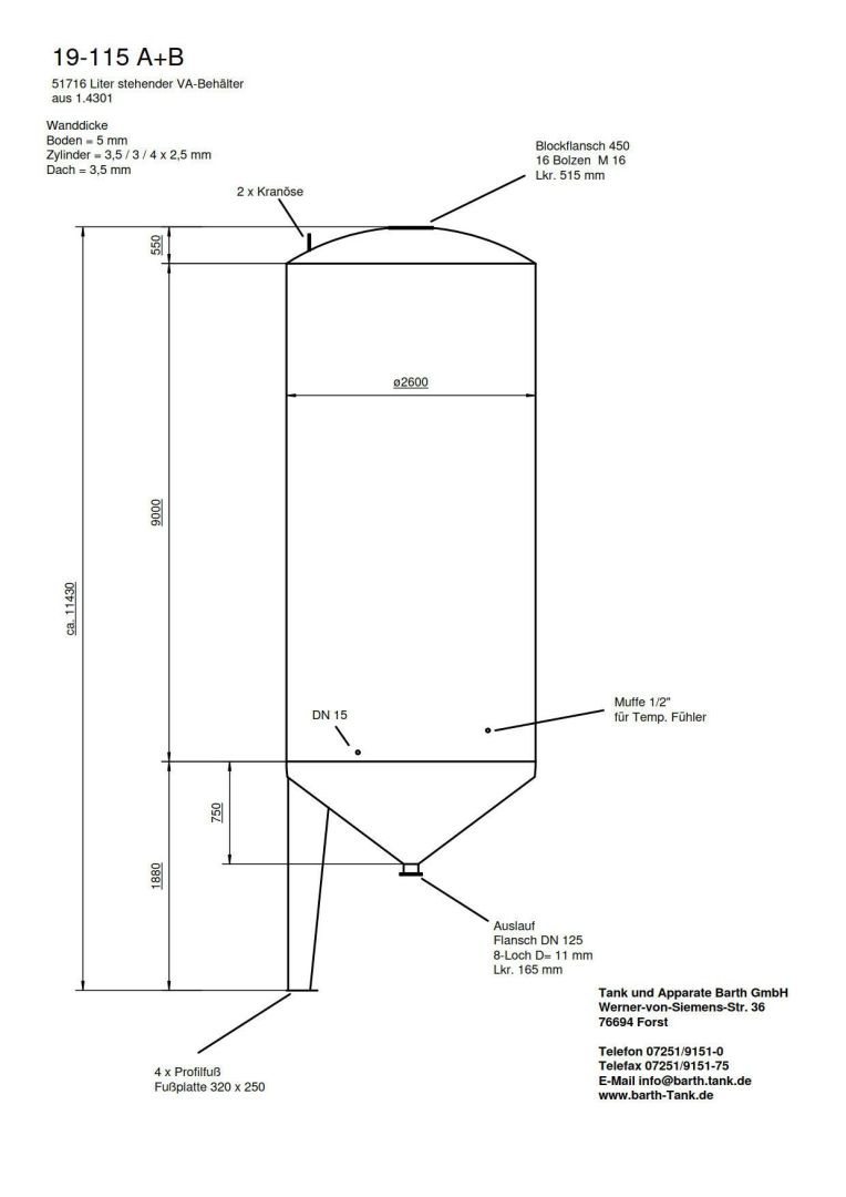 Druckbehälter aus Edelstahl (V2A), WSt. 1.4301 (5)