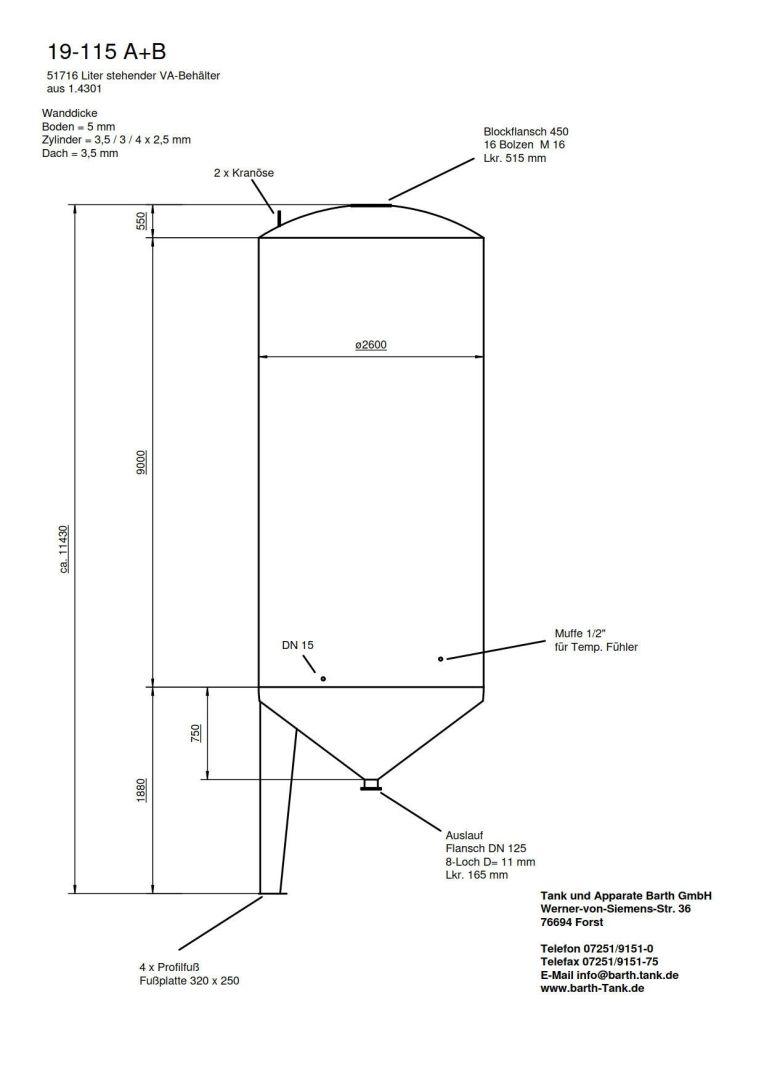 Druckbehälter aus Edelstahl (V2A), WSt. 1.4301 (5)