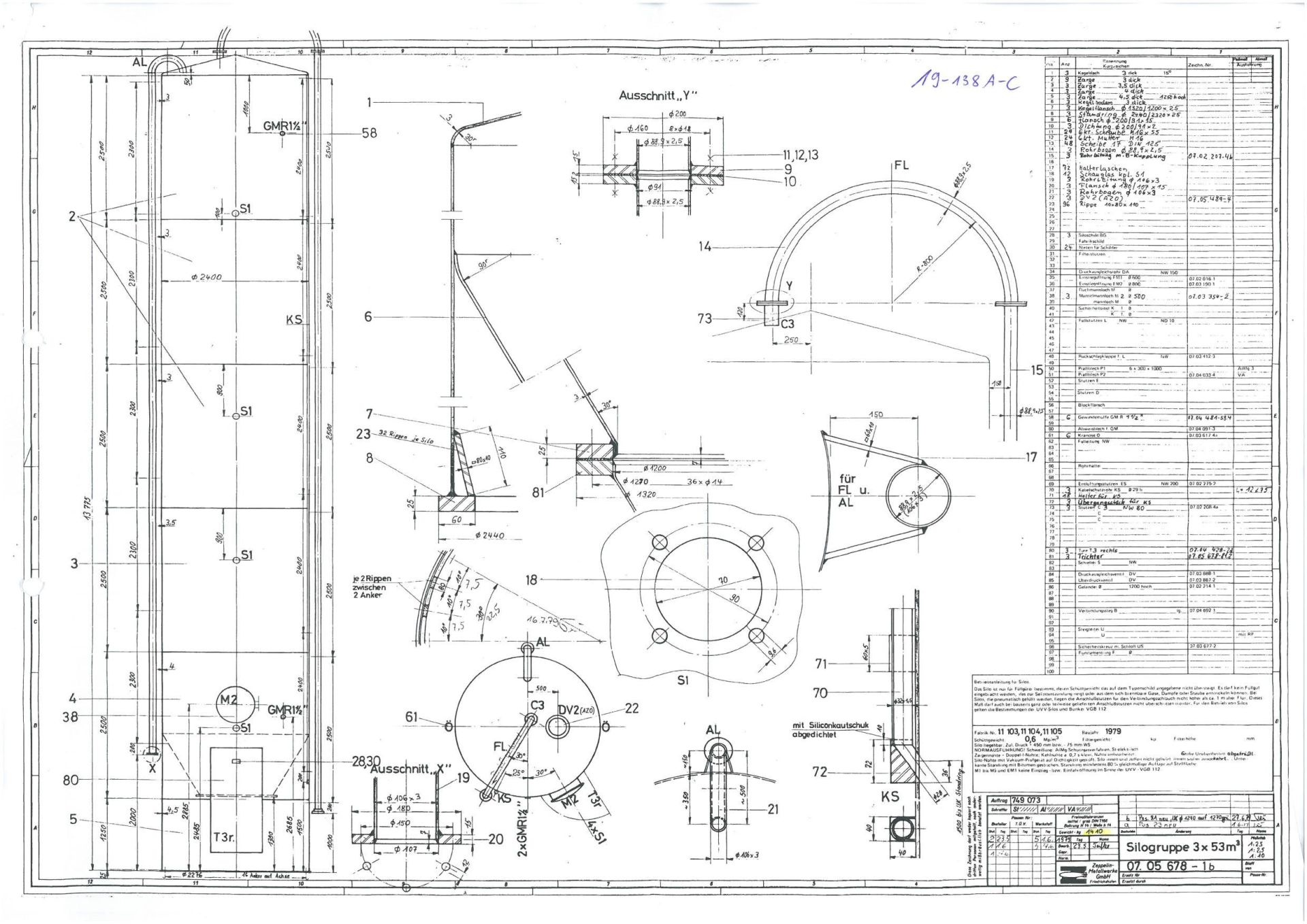 Lagersilos aus Aluminium, auf Fu&szlig;ring (1)