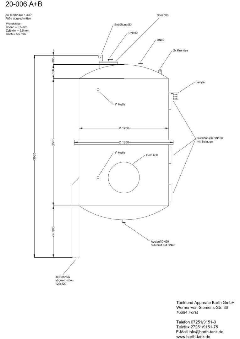 Rührwerksbehälter aus Edelstahl (V2A), WSt 1.4301 (4)