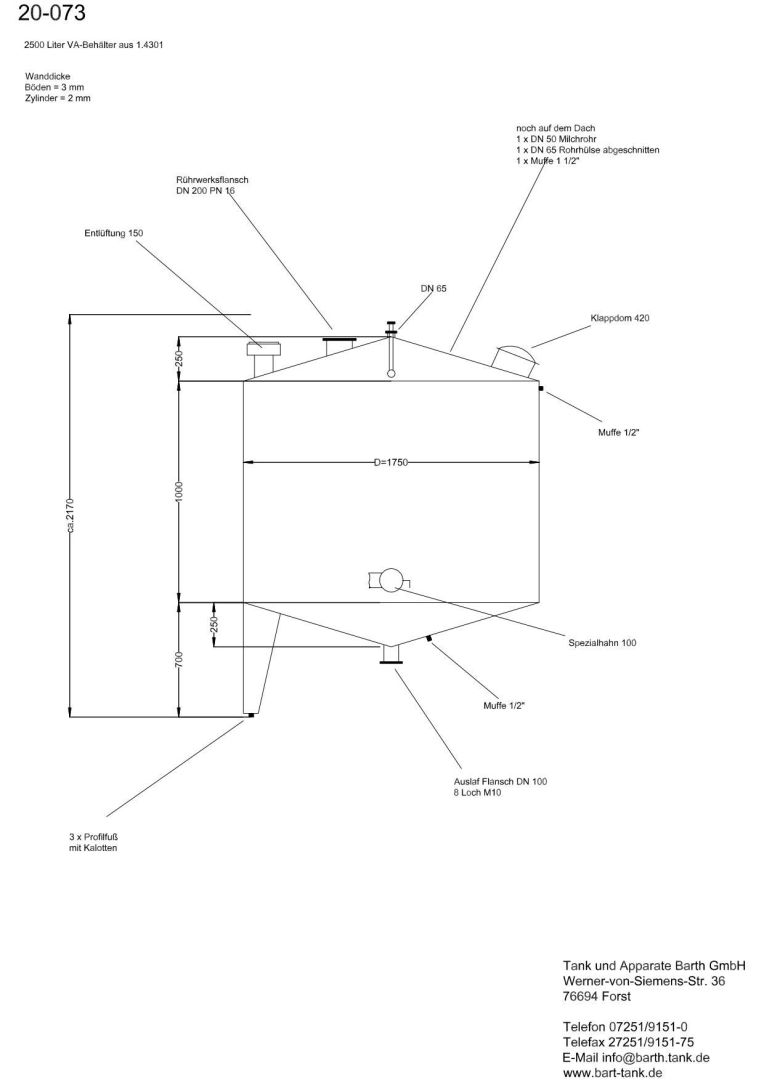 Rührwerksbehälter aus Edelstahl (V2A), WSt 1.4301 (5)