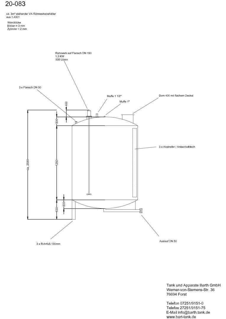 Rührwerksbehälter aus Edelstahl (V2A), stehend (5)