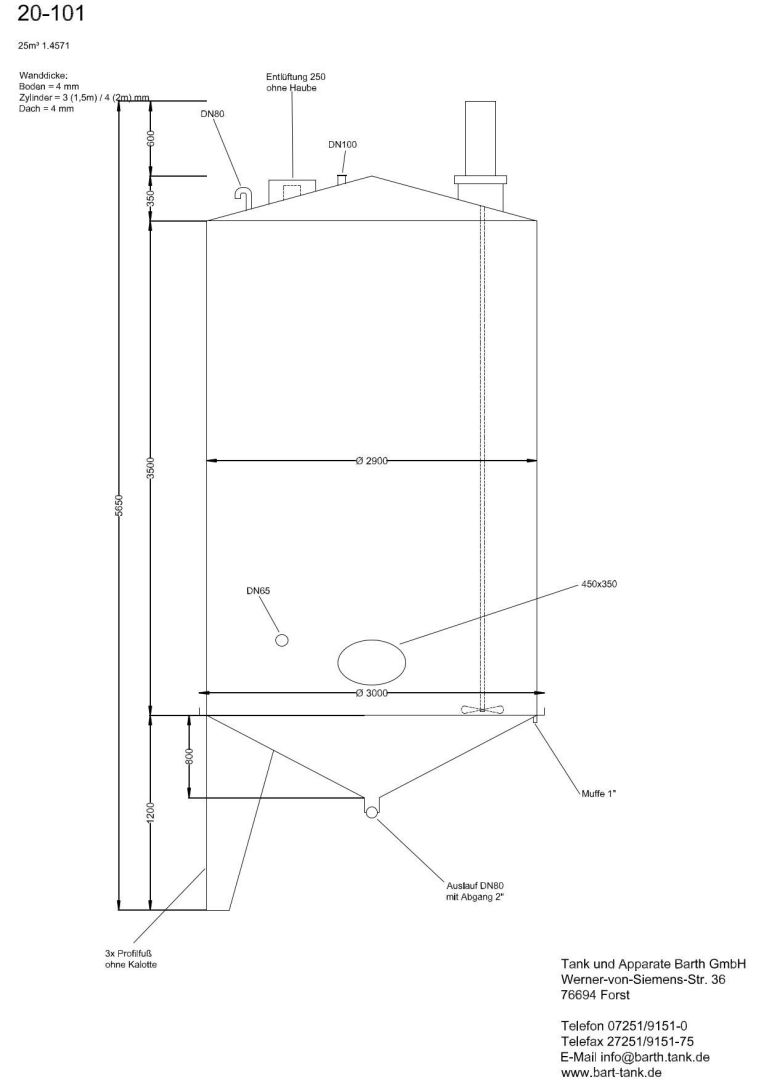 Rührwerksbehälter aus Edelstahl (V4A), WSt 1.4571 (5)