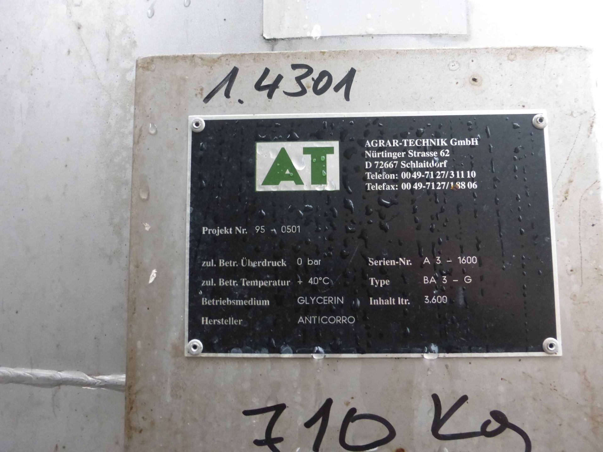 Lagerbehälter aus Edelstahl V2A, Glyzerinbehälter (3)